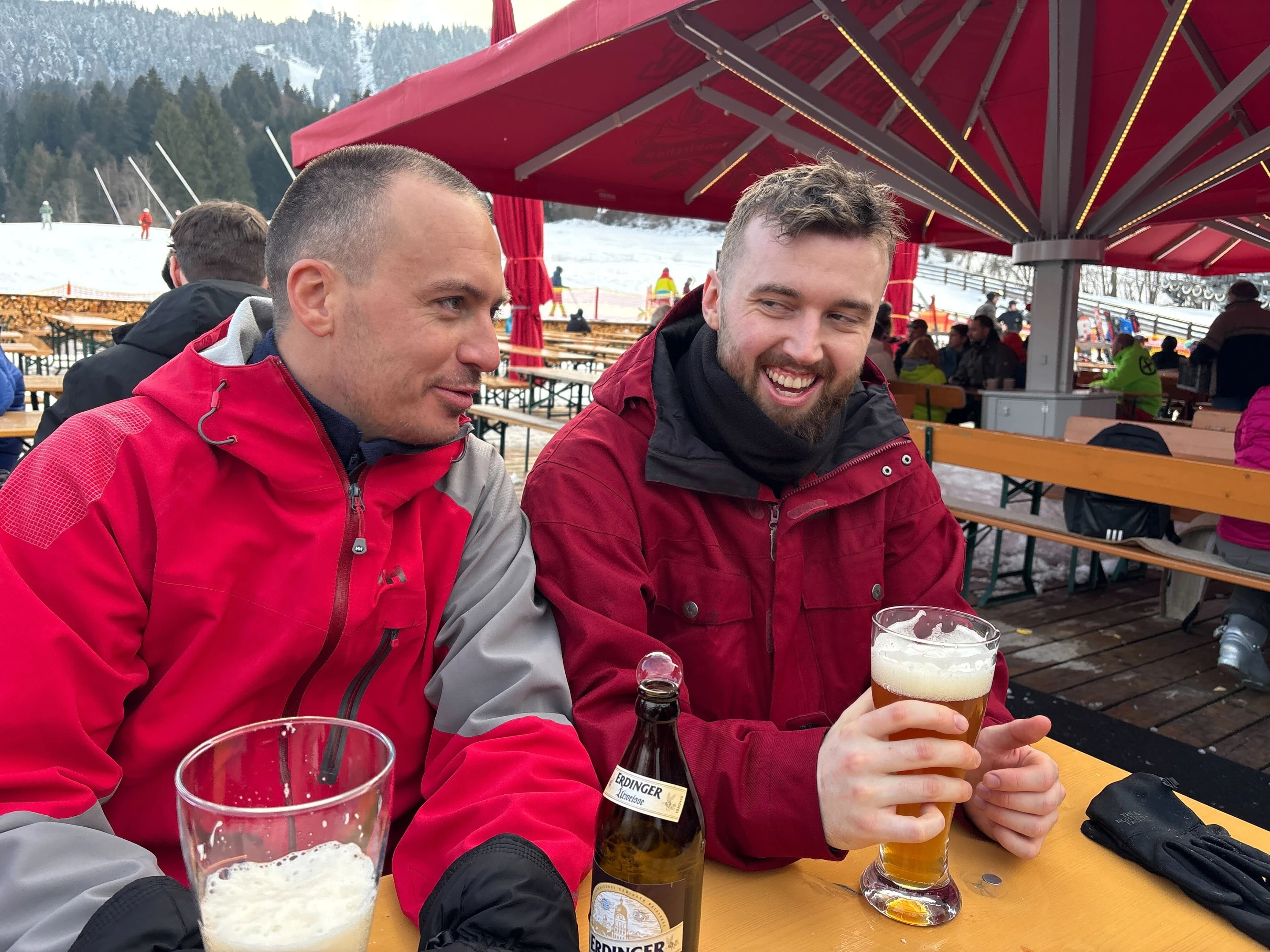 Two colleagues on a winter outing